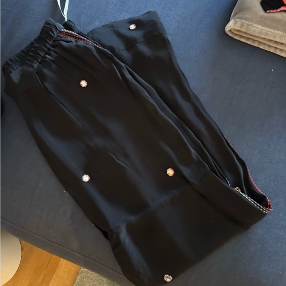 Farm Rio Black Rainbow Beaded Mirror Trim Trousers, size L - Picture 4 of 13